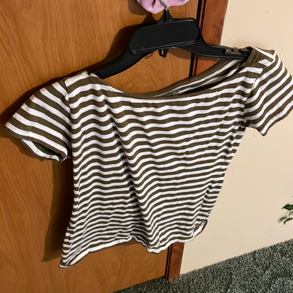 Green & White Striped Tee